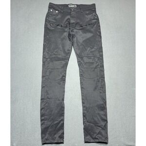 Old Skool Jeans Mens 32x33 Black Zipper Moto Biker Skinny Taper Retro Y2K